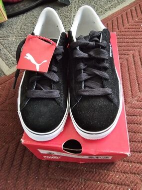 Puma Kids Black White Low-Top Sneakers
